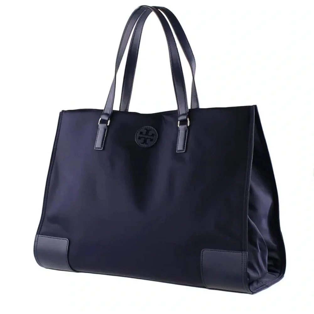 NEW!! Tory Burch Ella Large Nylon Tote Navy Blue & Gold  NWOT